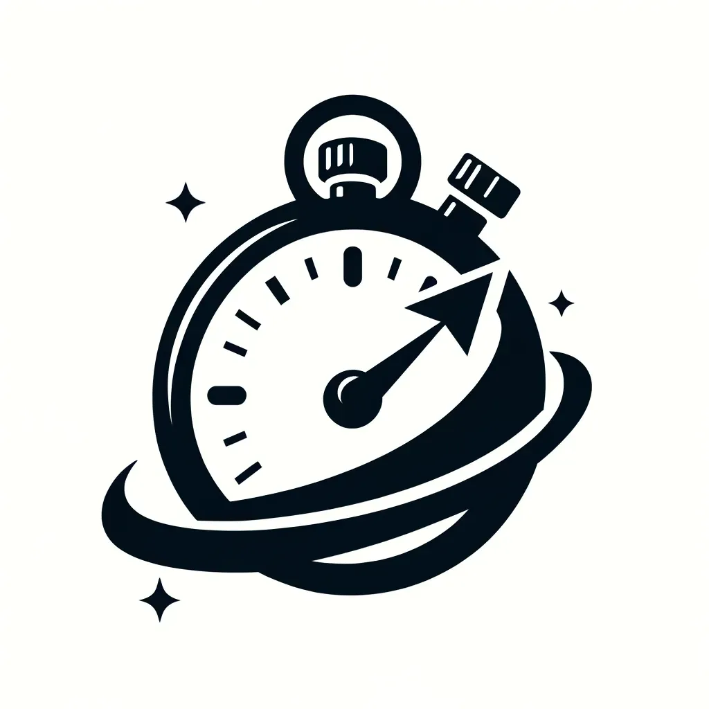 Icon depicting a swift-moving arrow through a clock, representing the speed and efficiency of Route Runners Junk Removal in Las Vegas.