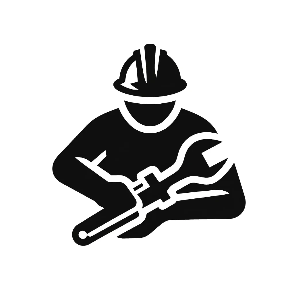  Icon depicting a construction helmet and tool in action, symbolizing on-site execution services by Route Runners Junk Removal.