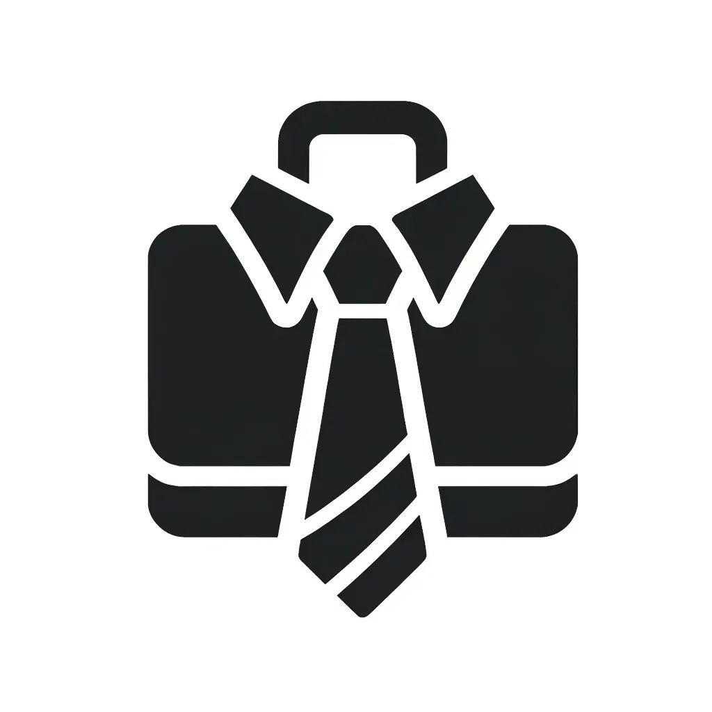  Icon of a tie and briefcase representing the professionalism at Route Runners Junk Removal.