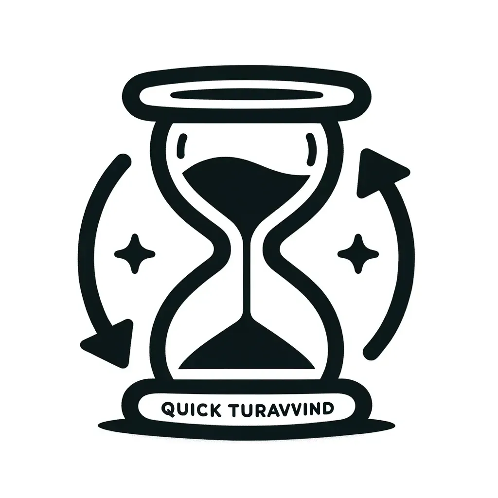 : Icon representing Quick Turnaround, featuring a swiftly running hourglass, symbolizing fast and efficient junk removal services.