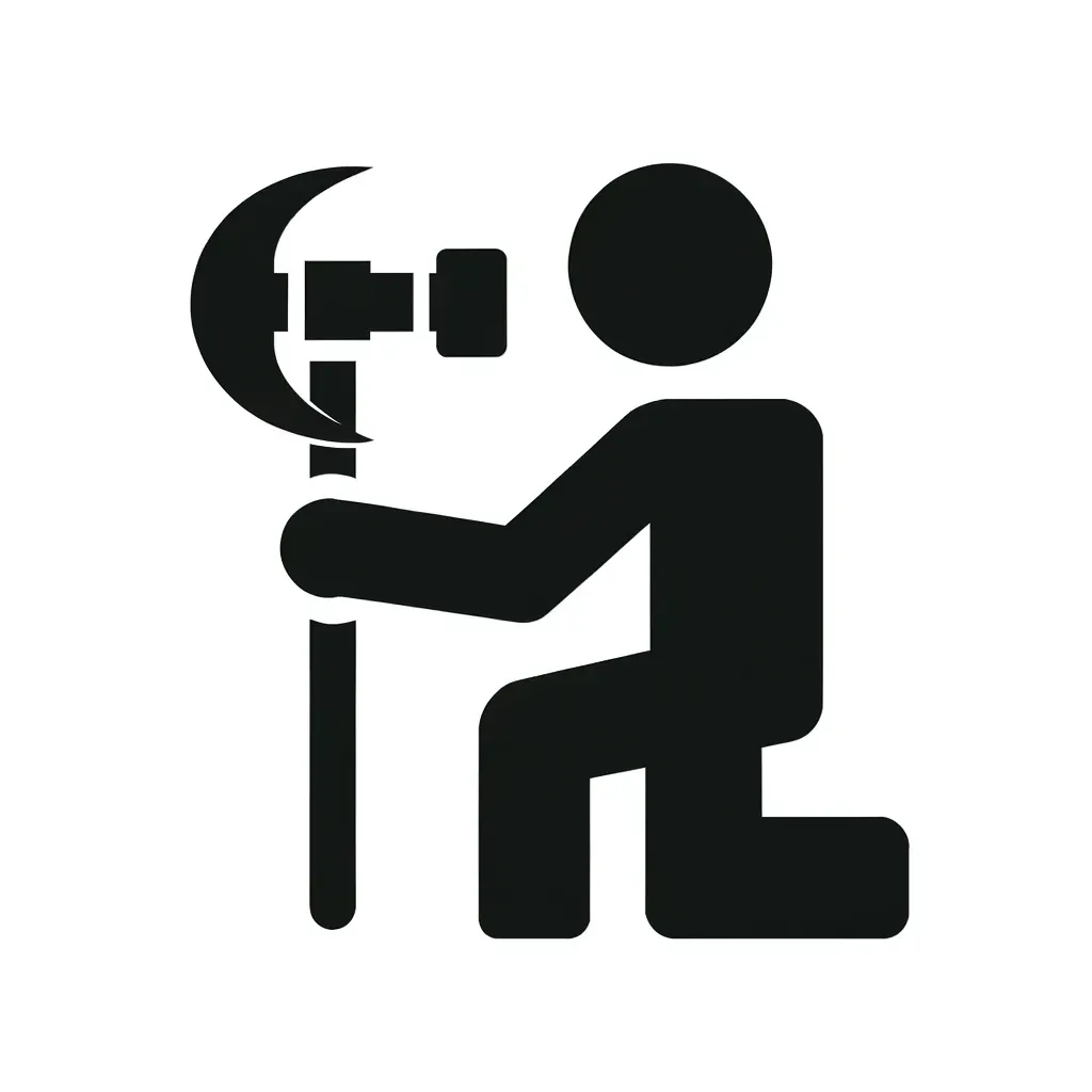  Icon showing a worker with a tool, representing the active and hands-on service execution by Route Runners Junk Removal.