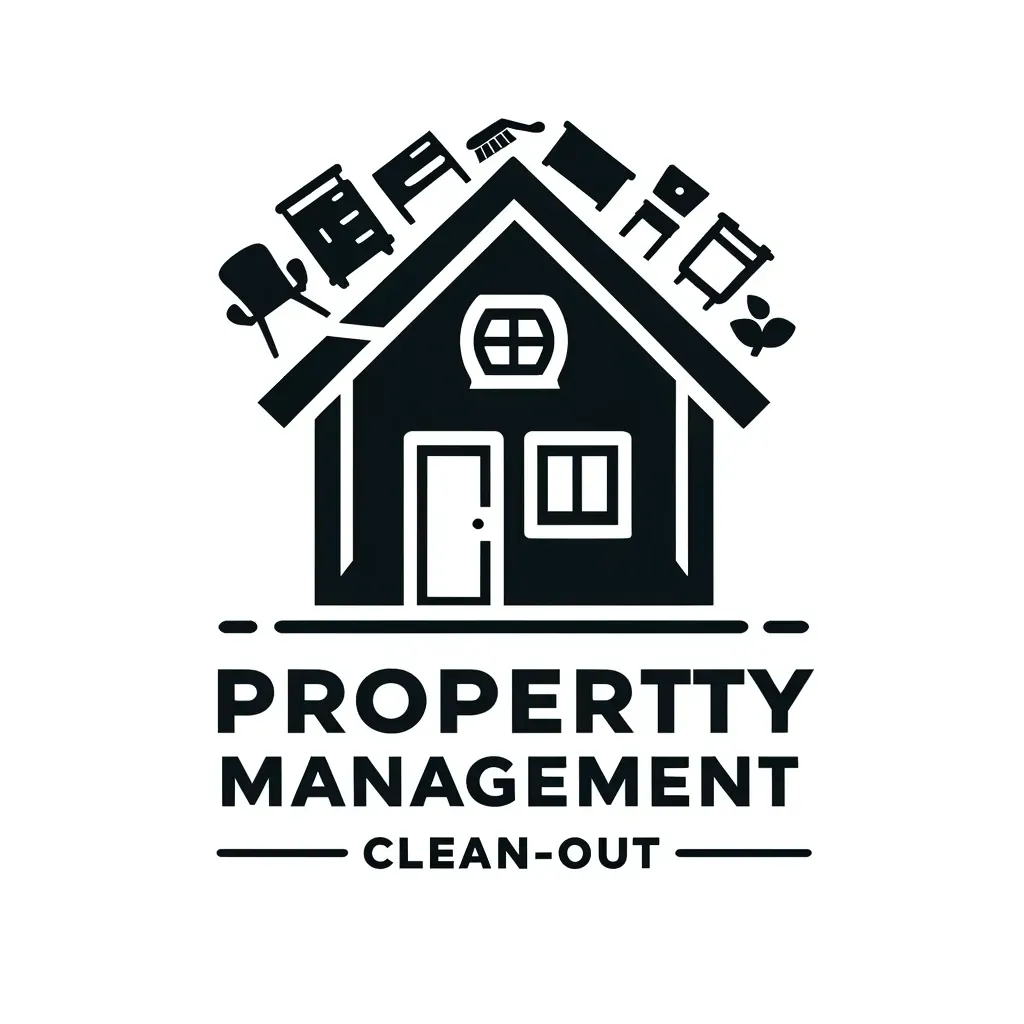 Icon of a residential building with items being removed, symbolizing property management clean-out services.