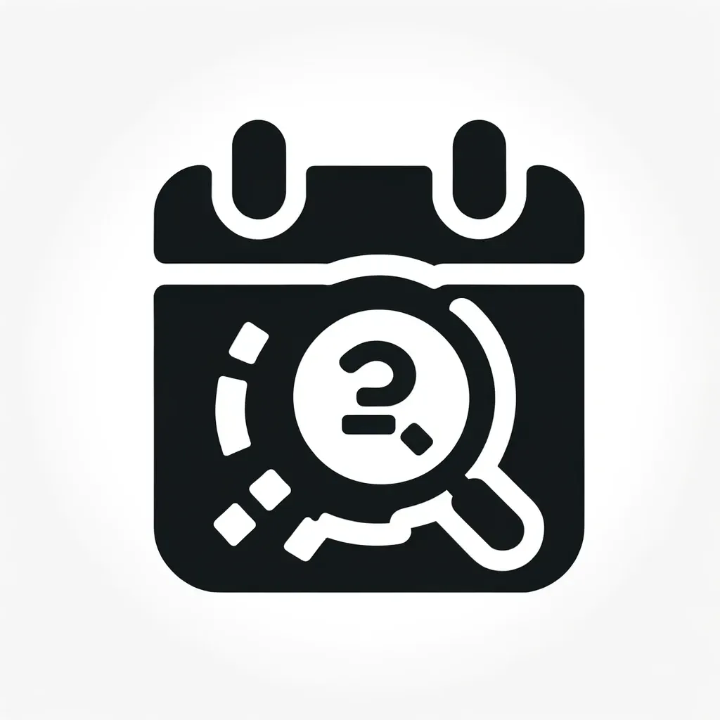 Icon of a calendar with a magnifying glass, indicating scheduling a free consultation.