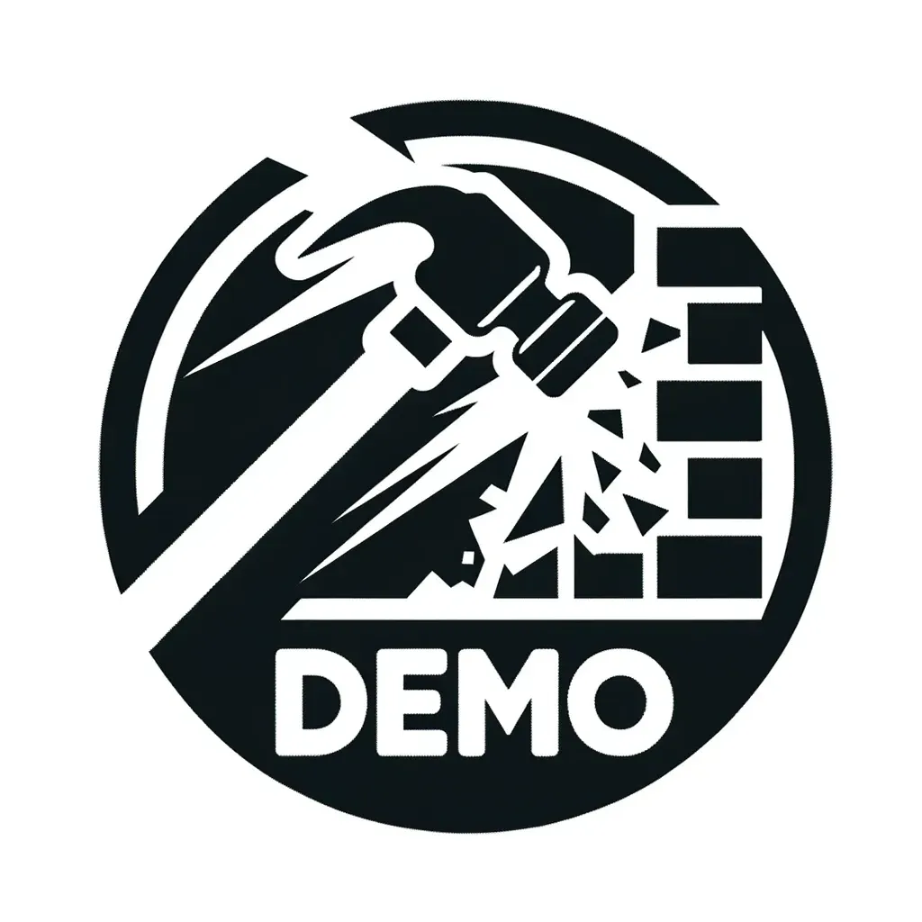 Icon showing a sledgehammer breaking through a wall, representing demolition services.