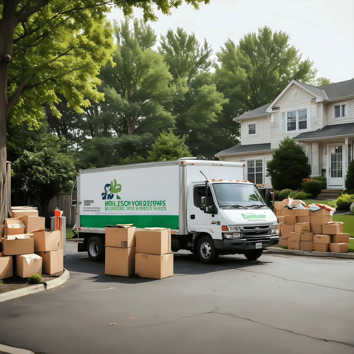  Image of a professional team from Route Runners Junk Removal performing a residential clean out in Las Vegas, efficiently removing old furniture and clutter. Call (702) 800-1670 for services in Southern Nevada and California.