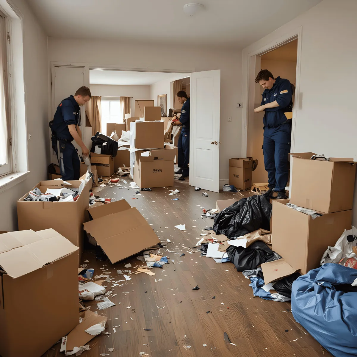 Route Runners Junk Removal team conducting an eviction clean-out in Las Vegas, carefully removing items to respect property and legal guidelines. Efficient service in Clark County, call (702) 800-1670.