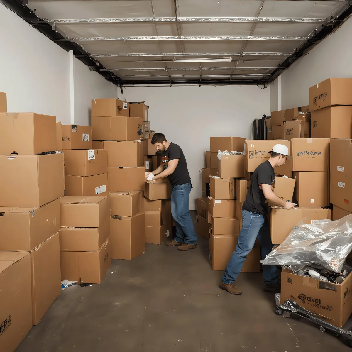 Detailed view of a Route Runners Junk Removal team decluttering a storage unit in Las Vegas, NV. Professional and efficient clean-out services available at (702) 800-1670.