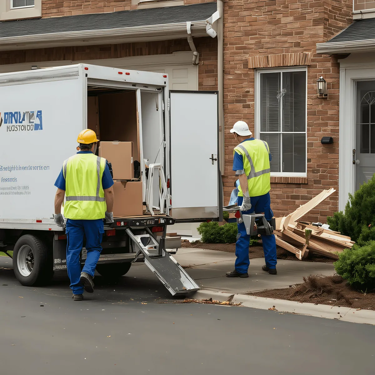 Professionals from Route Runners Junk Removal managing a property turnover, ensuring thorough cleaning and debris removal in a Las Vegas residential property. Dial (702) 800-1670 for quick service.