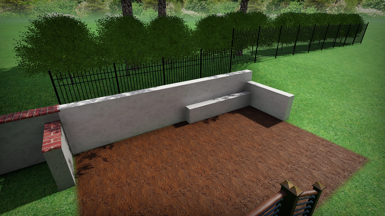 Custom stone fire pit with Adirondack chair seating.