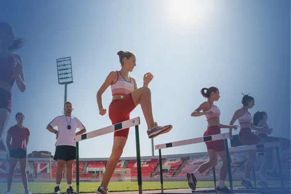Young athlete stepping onto the field with determination, representing courage and commitment in competition