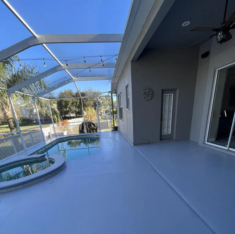 Modern concrete pool deck