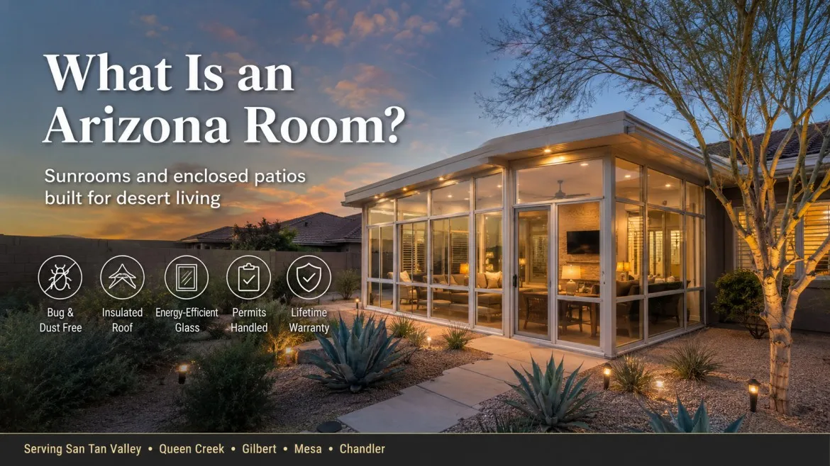 Bright Arizona room sunroom addition with large windows on an East Valley home