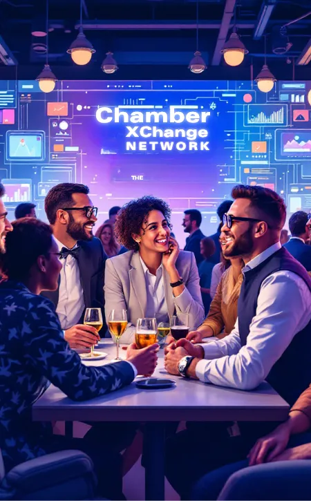 Business professionals collaborating in a modern conference room with laptops, notebooks, and a digital screen displaying charts and data insights. The scene highlights teamwork, technology integration, and strategic planning in a corporate setting