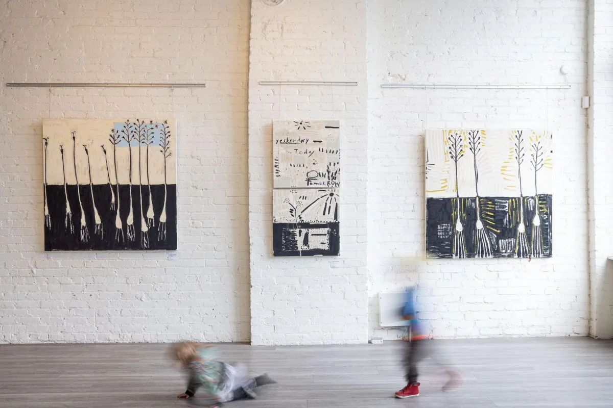 Artwork by Andrea J Simmonds hanging in Merrick Gallery in downtown Victoria BC