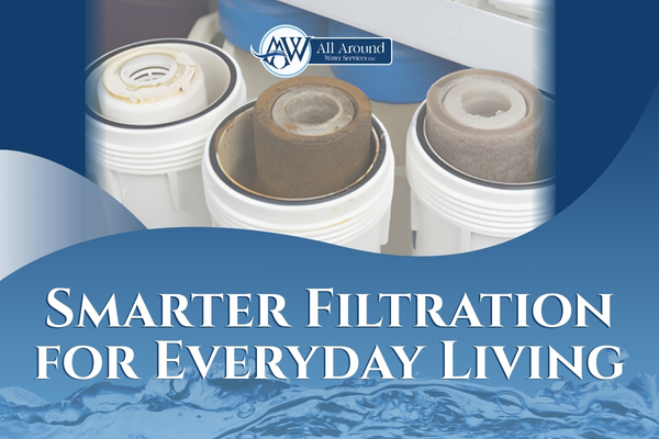 Close-up of reverse osmosis filters and membrane in a home filtration system.