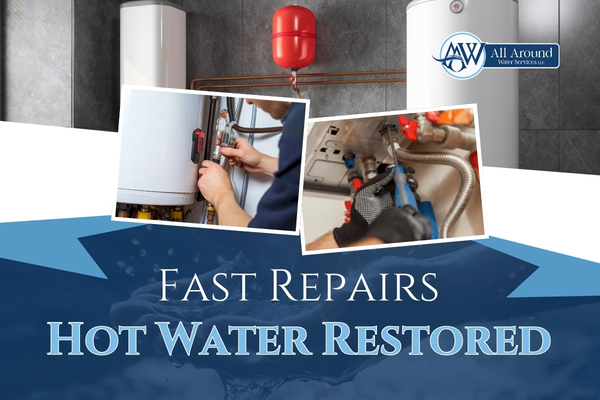 Technician repairing a residential water heater system.