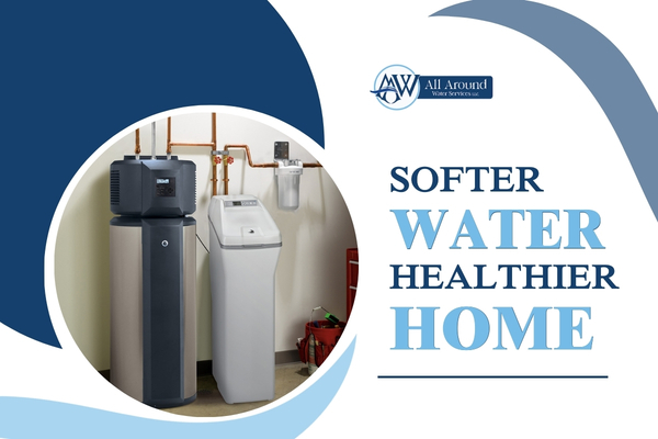 Residential water softener system installed in a home utility area to prevent hard water buildup.