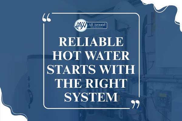 Residential water heater installed in a home utility area.