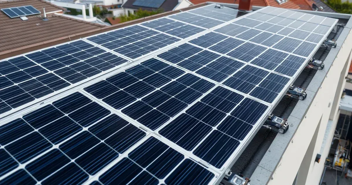 Napelemek profi telepítése modern debreceni tetőn, precíz szerelés és megbízható fotovoltaikus rendszer.