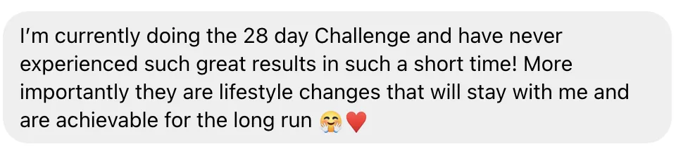 28 day challenge member testimonial