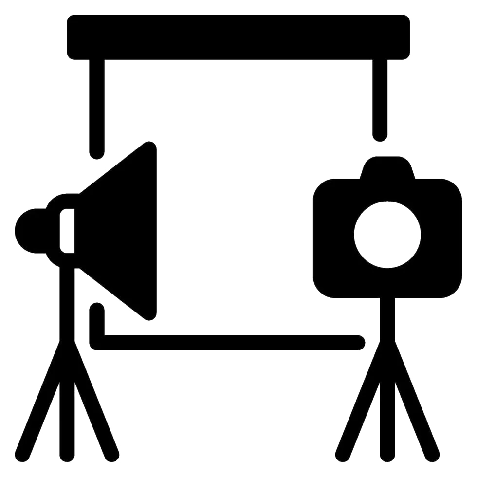 production set with light and camera