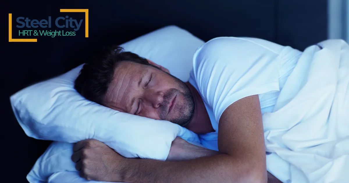 man sleeping soundly in bed