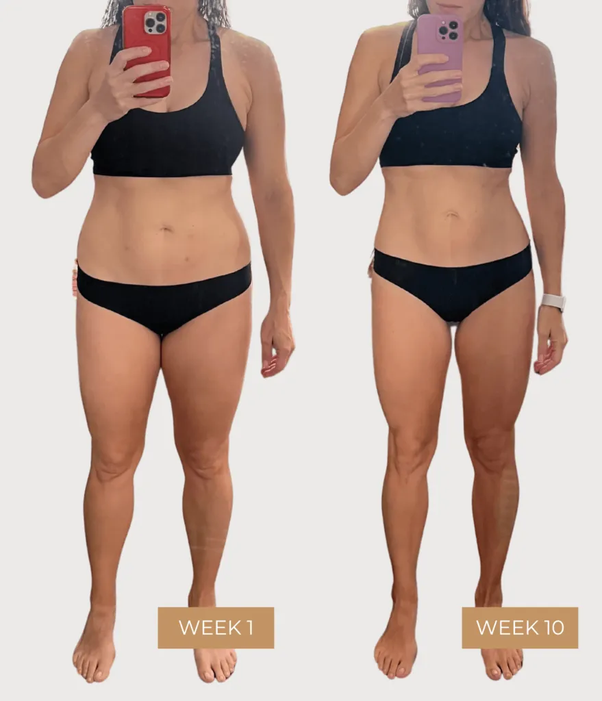 A 10-week results photo of using Semaglutide weight loss injections.