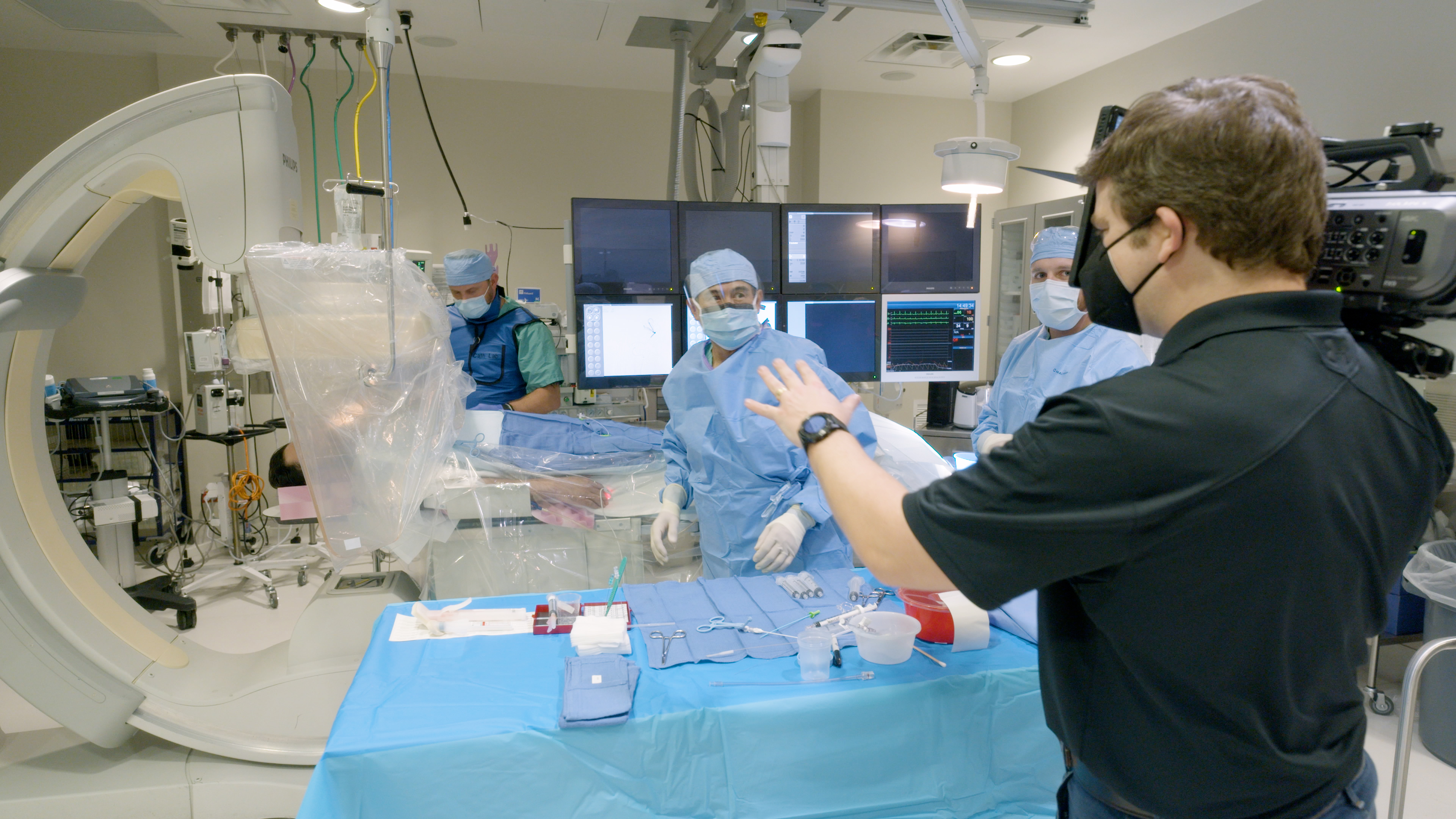 Filming patient testimonial b-roll for healthcare documentary.
