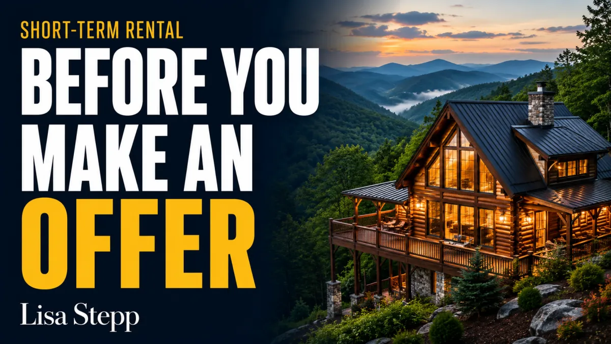 Smoky Mountain cabin with text: Before You Make an Offer