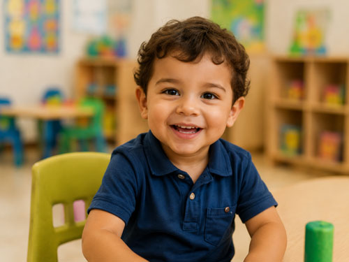 Toddler learning activity at Aventuras Childcare.
