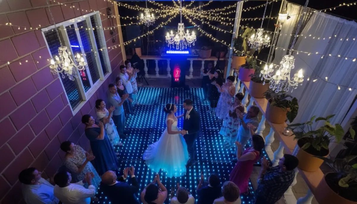 Pista de baile LED en boda elegante de lujo