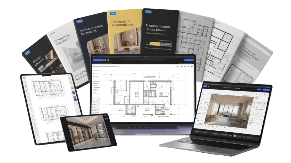Mockup of Google Drive folder containing architecture and interior design resources