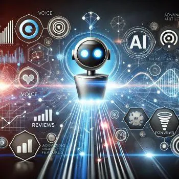 Ai Voice, Ai Reviews, Ai Funnels, Ai Robot, Ai, Artificial Intelligence, Robot, Digital Marketing Ai, Ai Digital Marketing, This Image Depicts A Robot In A Virtual Reality Style Setting With Logos Of Ai Tools Surrounding.