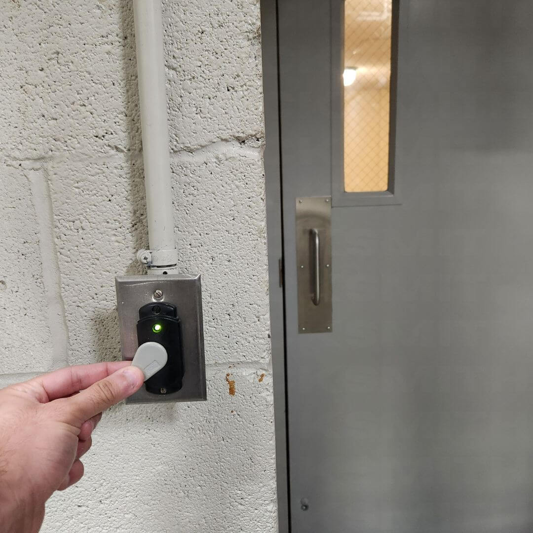 Access control entry upgrade with fob presented to door reader
