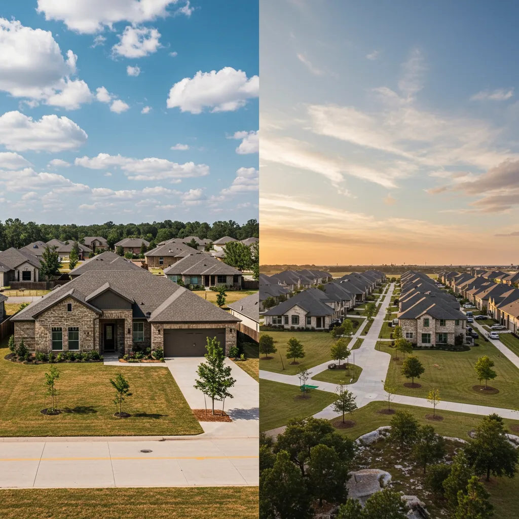 A side-by-side comparison of an established 1990s Plano ISD neighborhood and a 2026 master-planned community in a growth district like Prosper or Celina.
