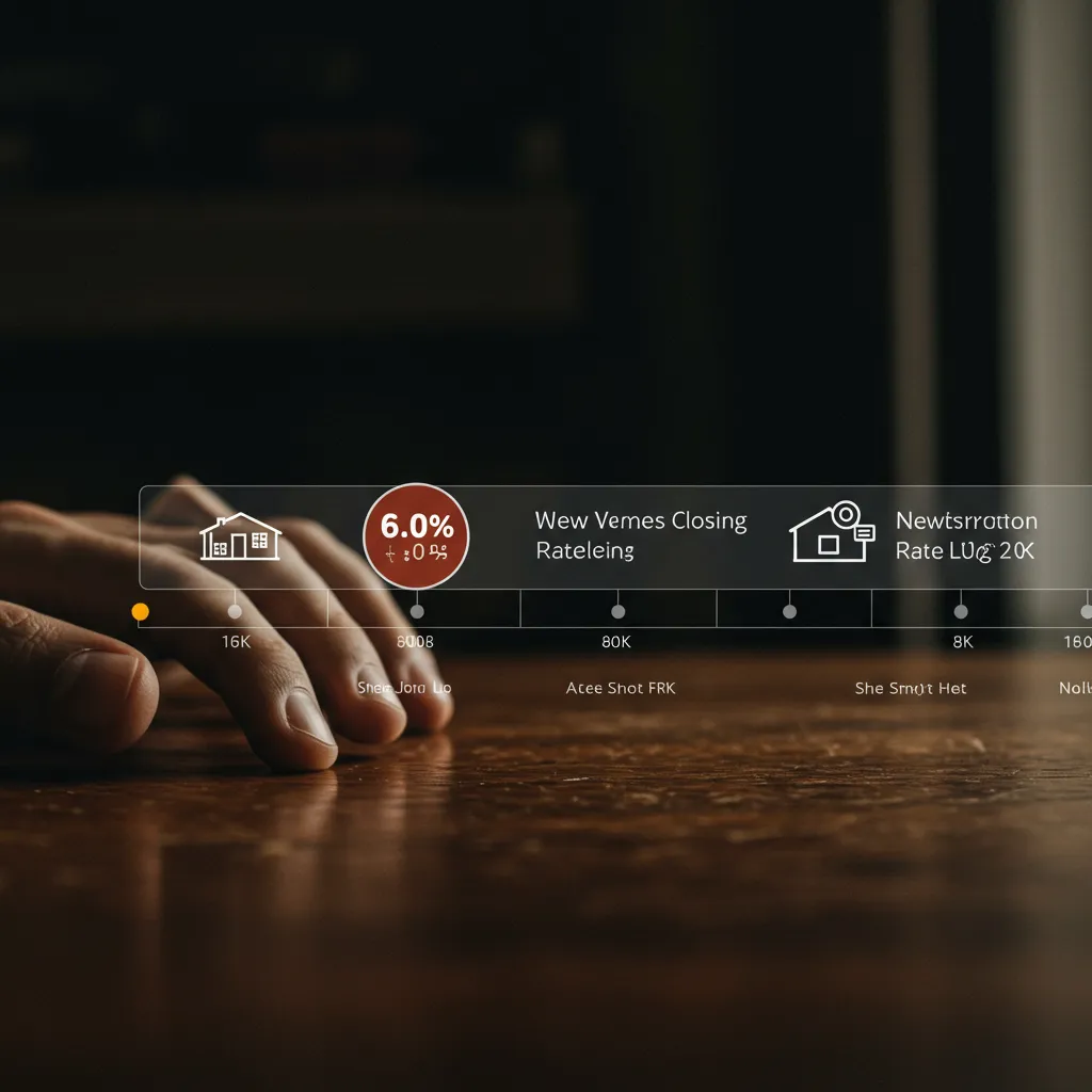 A strategic timeline showing the overlap of a home sale closing and a new construction rate lock, with a "Locked" icon over a 6.0% interest rate.