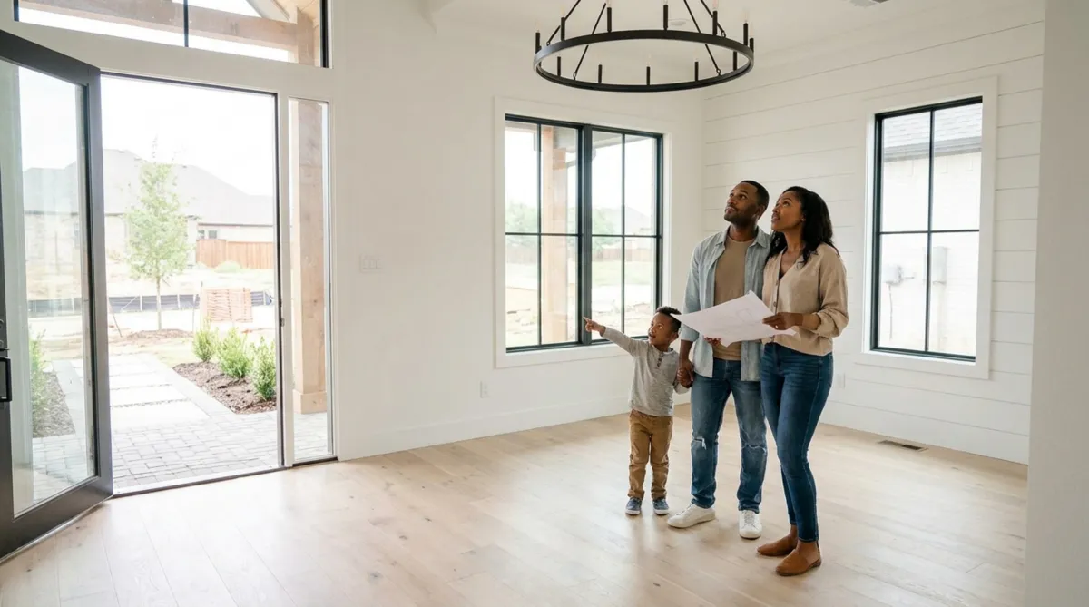 New construction home in DFW with builder rate buydown signage in 2026