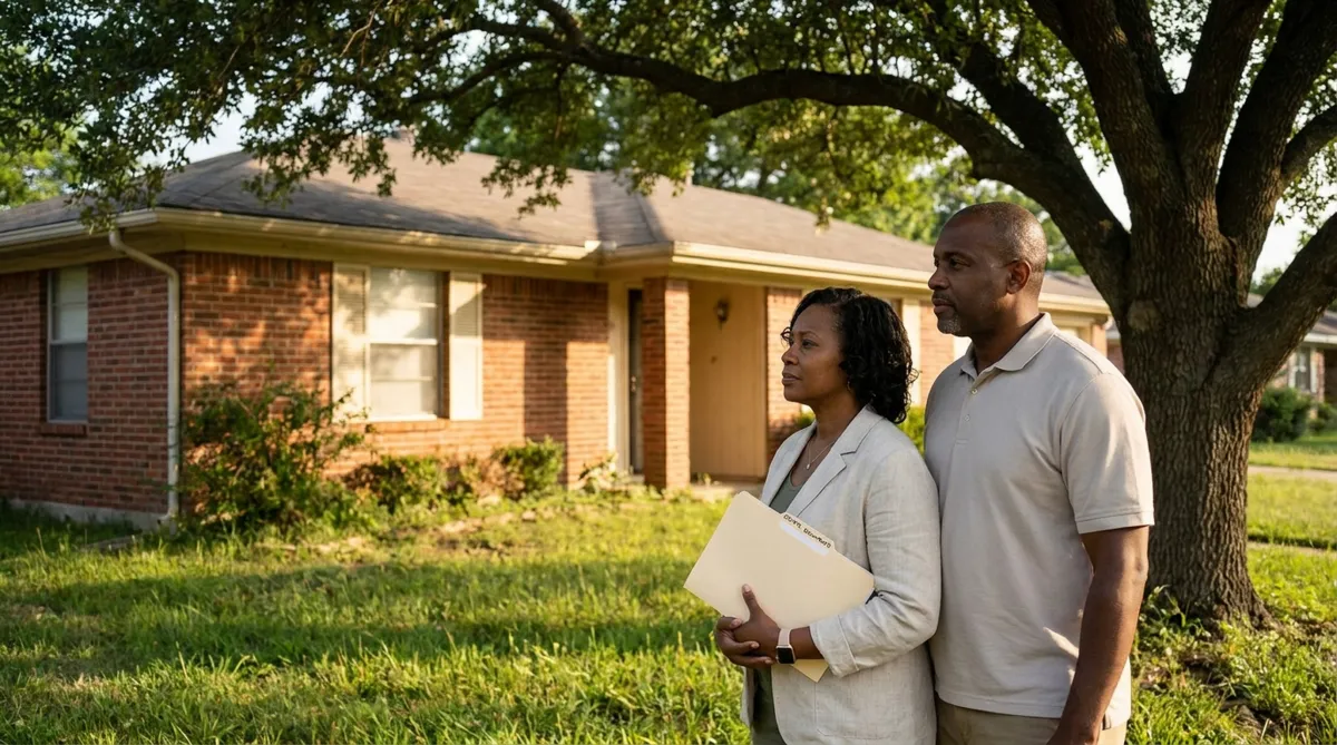 Family reviewing probate paperwork to sell an inherited home in Lancaster TX, southwest DFW 2026