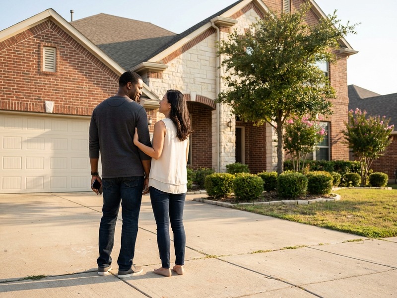 DFW homeowner in DeSoto driveway considering a buy before you sell move-up to new construction