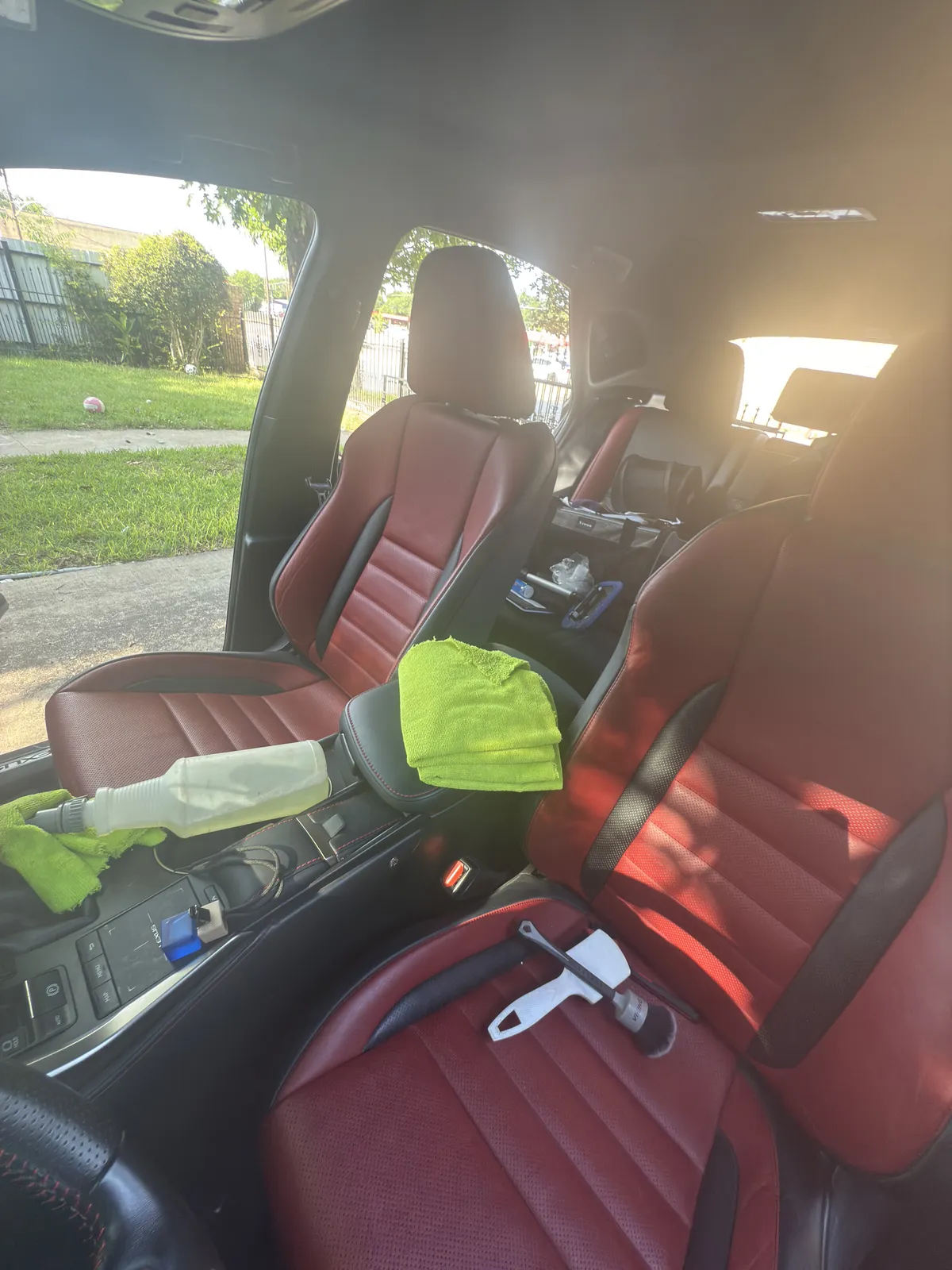 Freshly cleaned red leather interior