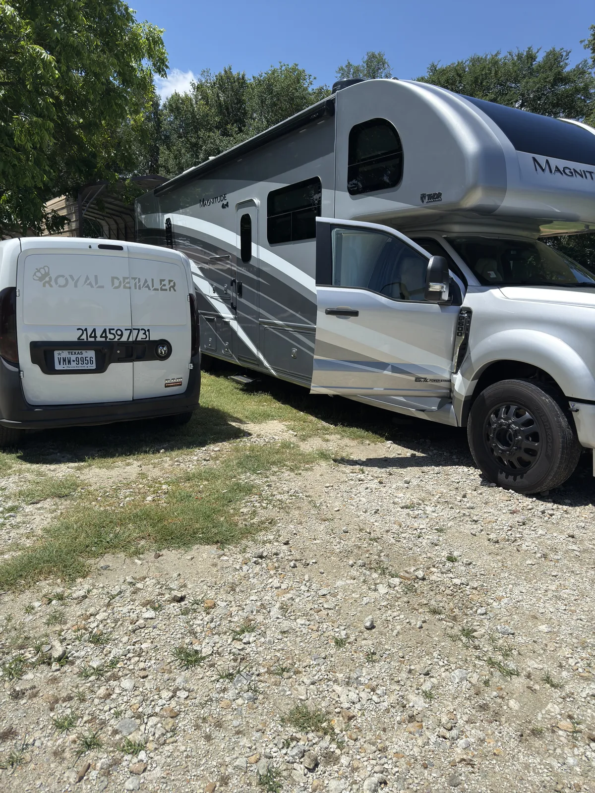 Royal Detailer self-contained mobile detailing rig on site in Fairfield, TX