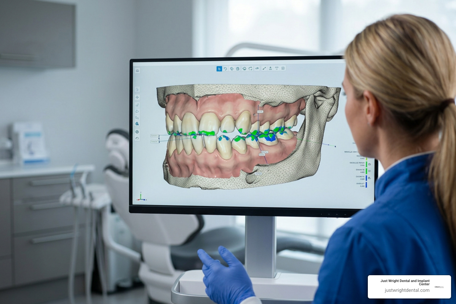 Digital diagnostic scan of misaligned teeth and bite relationships
