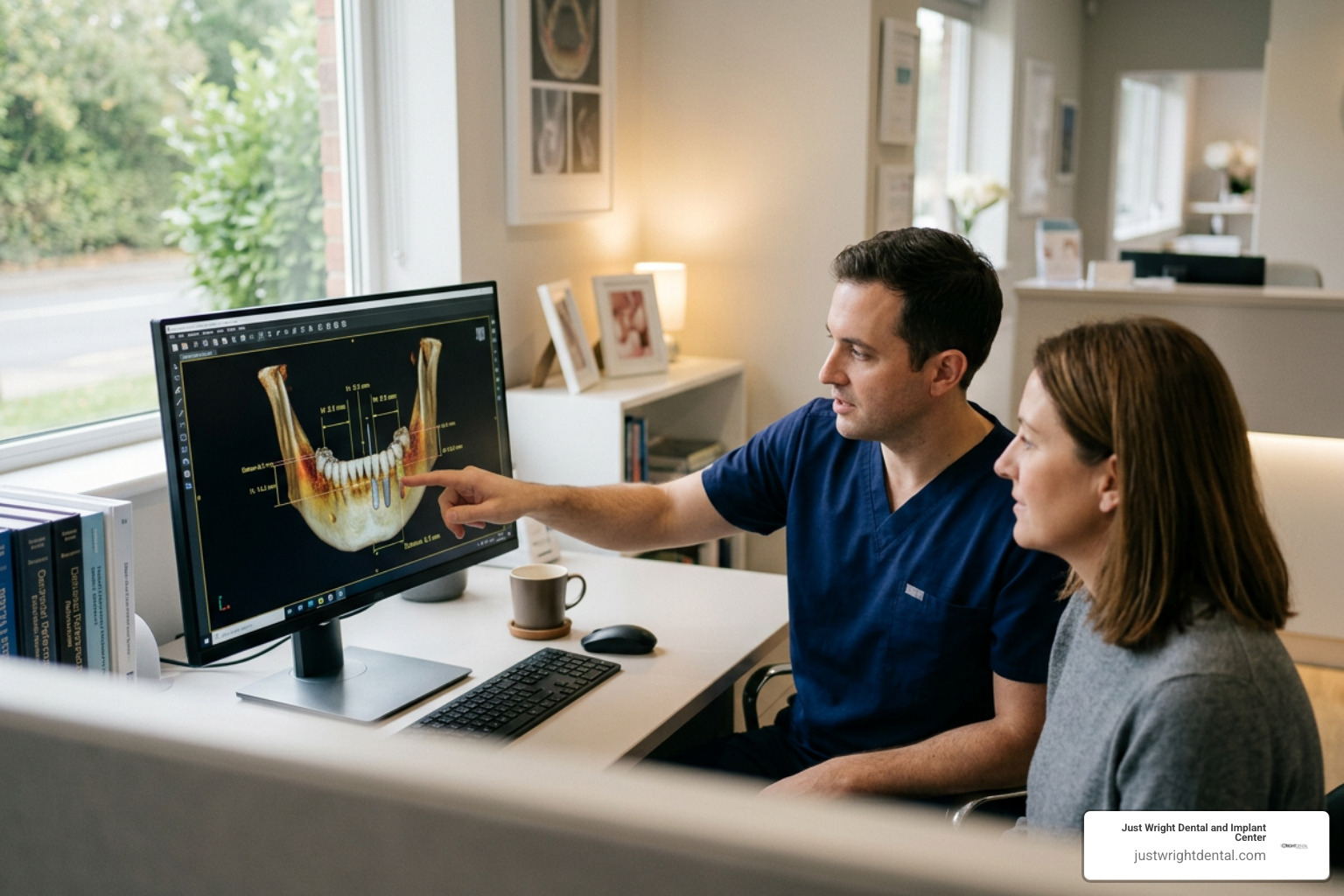 3D digital CBCT scan showing jawbone height and width for implant planning