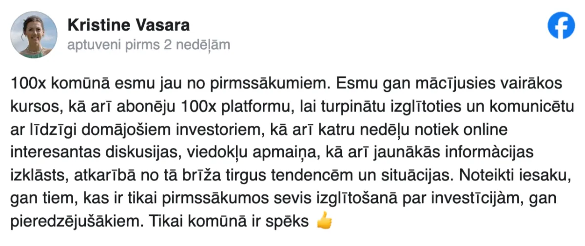 kripto pratības portāla 100x.lv atsauksmes