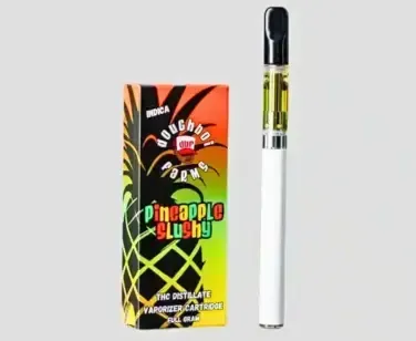 THC vape cartridge with branded packaging for smooth potent hits