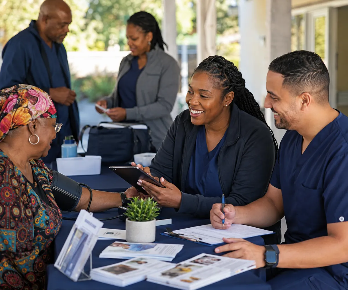 Nurse Practitioners collaborating in a community outreach health initiative
