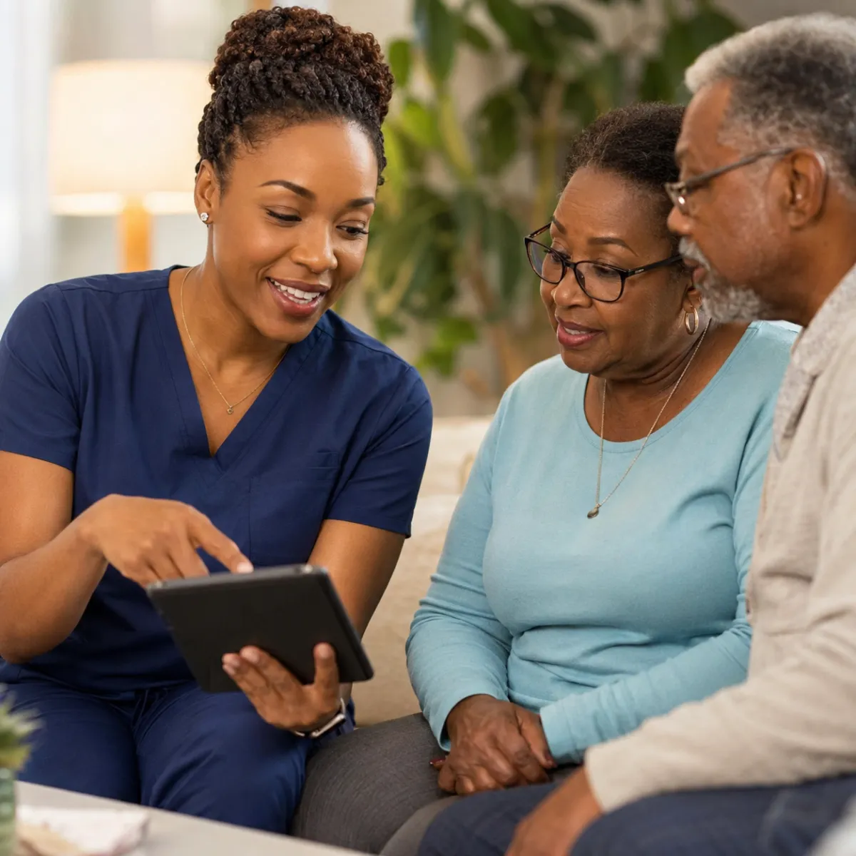 Healthcare professional interacting with community members