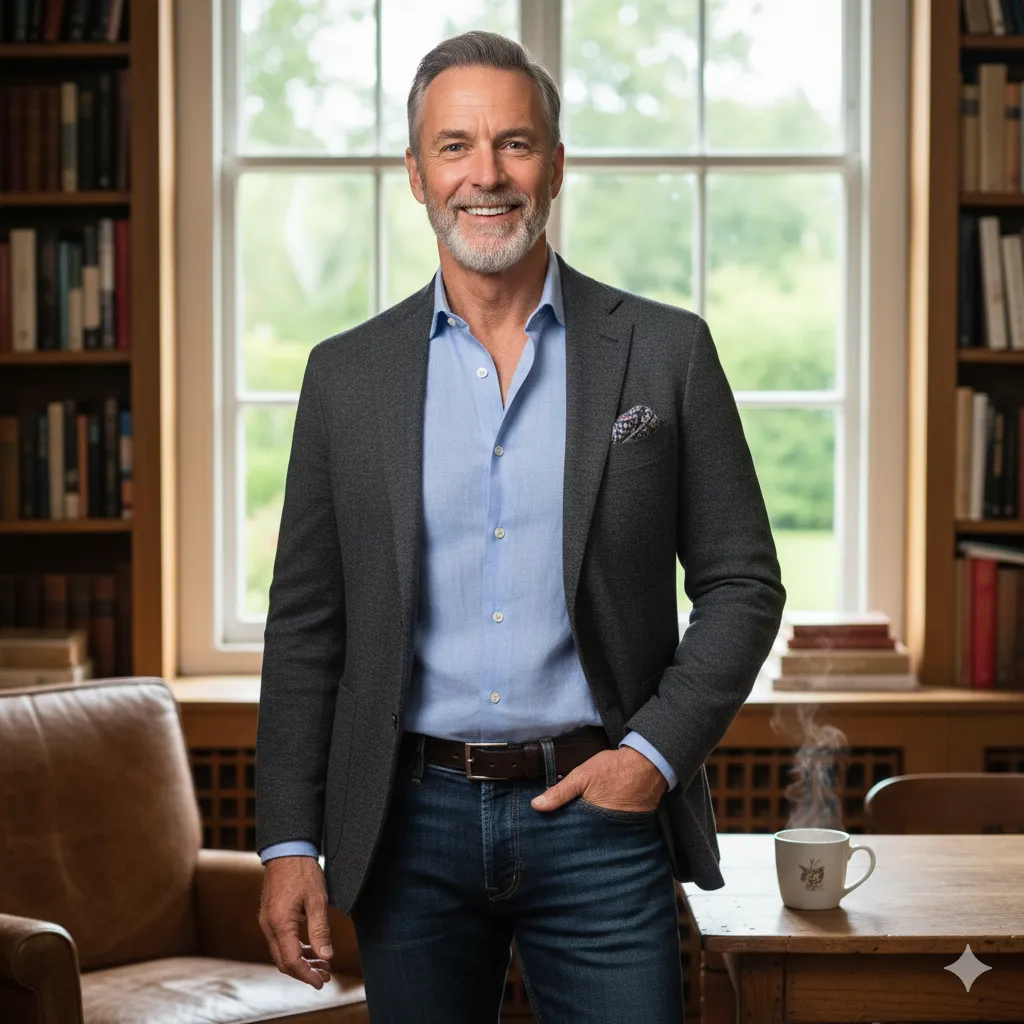 Friendly AI coach teaching seniors online