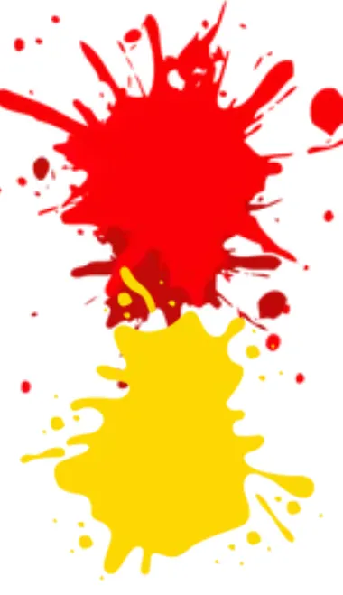 red and yelow wall decorative paint splash on wall by triton paints