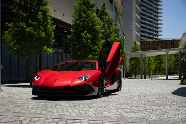 red lamborghini with tint